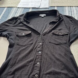 James Perse Charcoal Button-Down Shirt